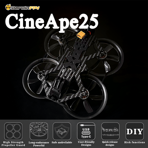 DarwinFPV CineApe 25 Cinematic Whoop FPV Drone - Analog PNP 9 - DarwinFPV