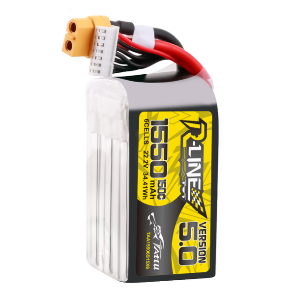 Tattu R-Line Version 5.0 1550mAh 6S 150C 22.2V LiPo Battery Pack Equipped with XT60 Plug 1 - Tattu