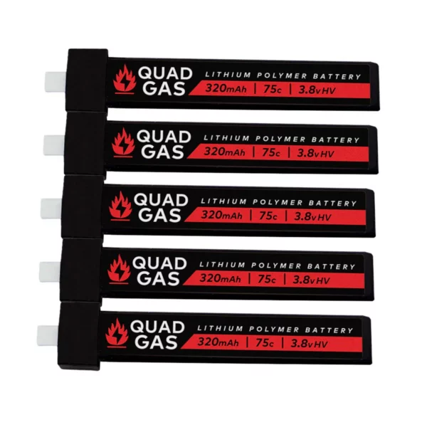 WREKD Co. Quad Gas 1s 320mAh 75c Battery w/ BT2.0 for Whoops / Micros (5 PCS) 1 - Wrekd CO