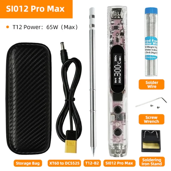 Sequre Advanced Soldering Iron Kit - S1012 Pro Max Kit(TS-B2 Tip) (Transparent)