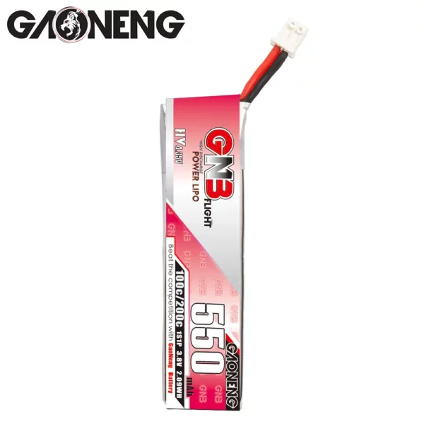 GNB GAONENG 1S 550mAh 3.8V 100C LiHV Whoop Battery - PH2.0 3 - Gaoneng GNB