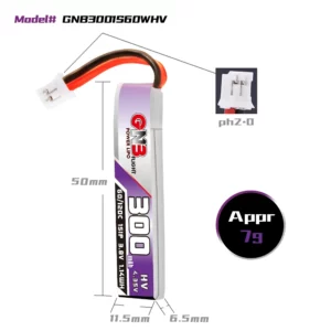 GAONENG GNB LiHV 1S 3.8V 300mAh 60C LiPo Battery - PH2.0 5 - Gaoneng GNB