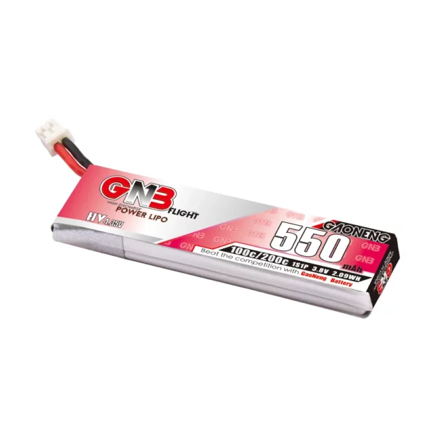 GNB GAONENG 1S 550mAh 3.8V 100C LiHV Whoop Battery - PH2.0