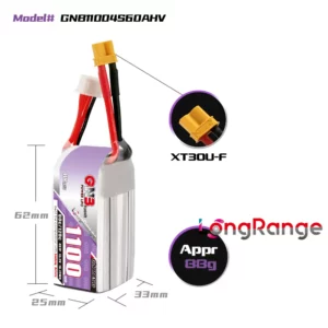 GAONENG GNB LiHV 4S 15.2V 1100mAh 60C LiPo Battery - XT30 4 - Gaoneng GNB