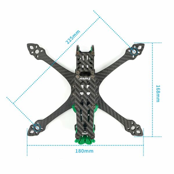 GEPRC FPV Freestyle Frame MARK5 Pro O3- Squashed X Green 3 - GEPRC