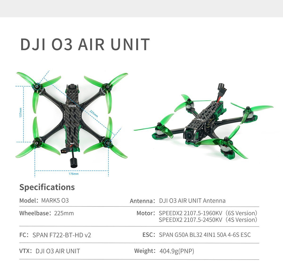 GEPRC MARK5 DJI O3 FPV Freestyle Drone | GREEN, 6S, ELRS 2.4Ghz 29 - GEPRC