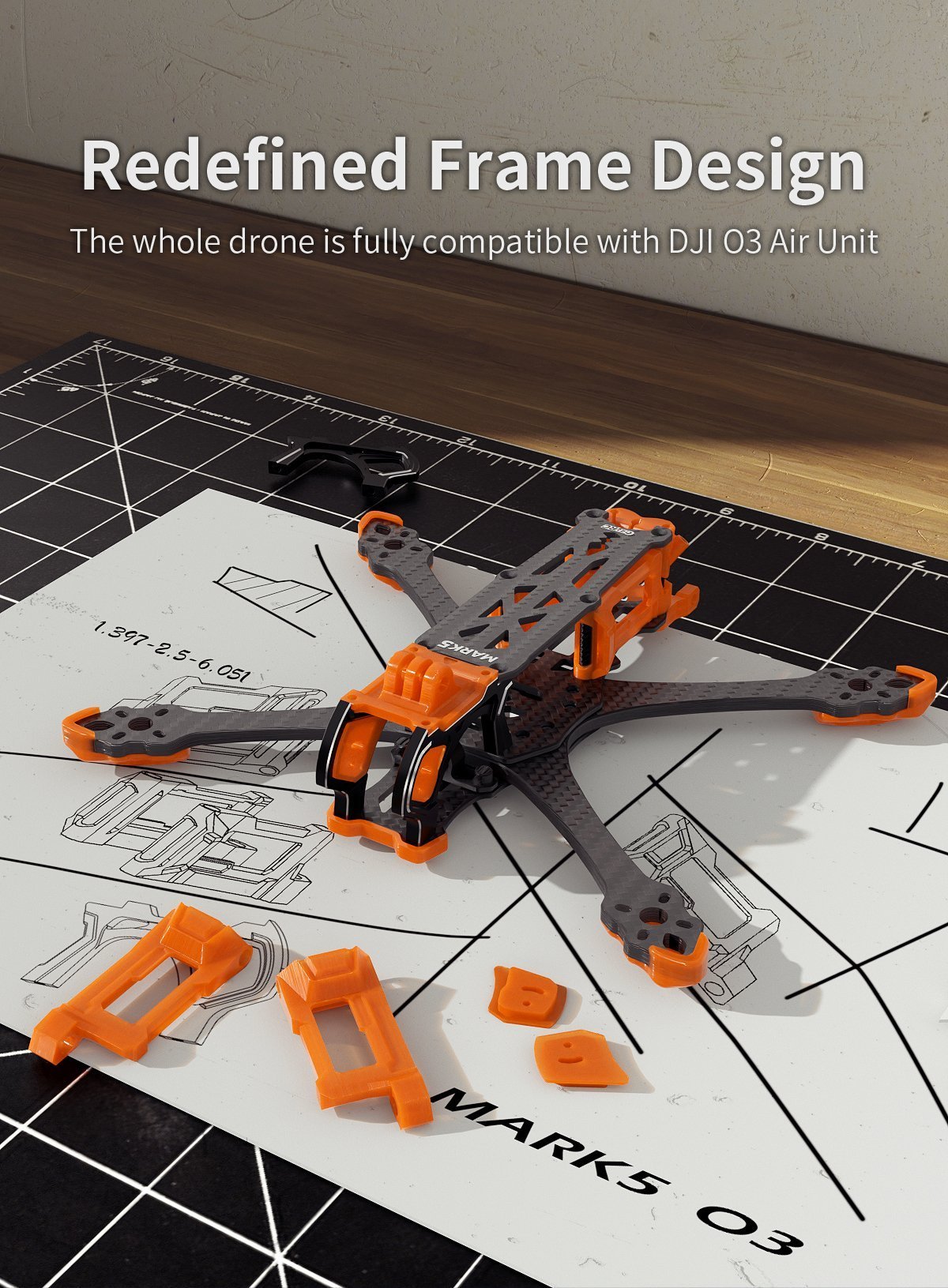 GEPRC FPV Freestyle Frame MARK5 Pro O3- Squashed X Green 18 - GEPRC