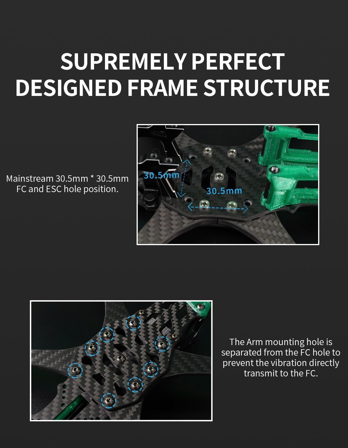 GEPRC FPV Freestyle Frame MARK5 Pro O3- Squashed X Green 24 - GEPRC