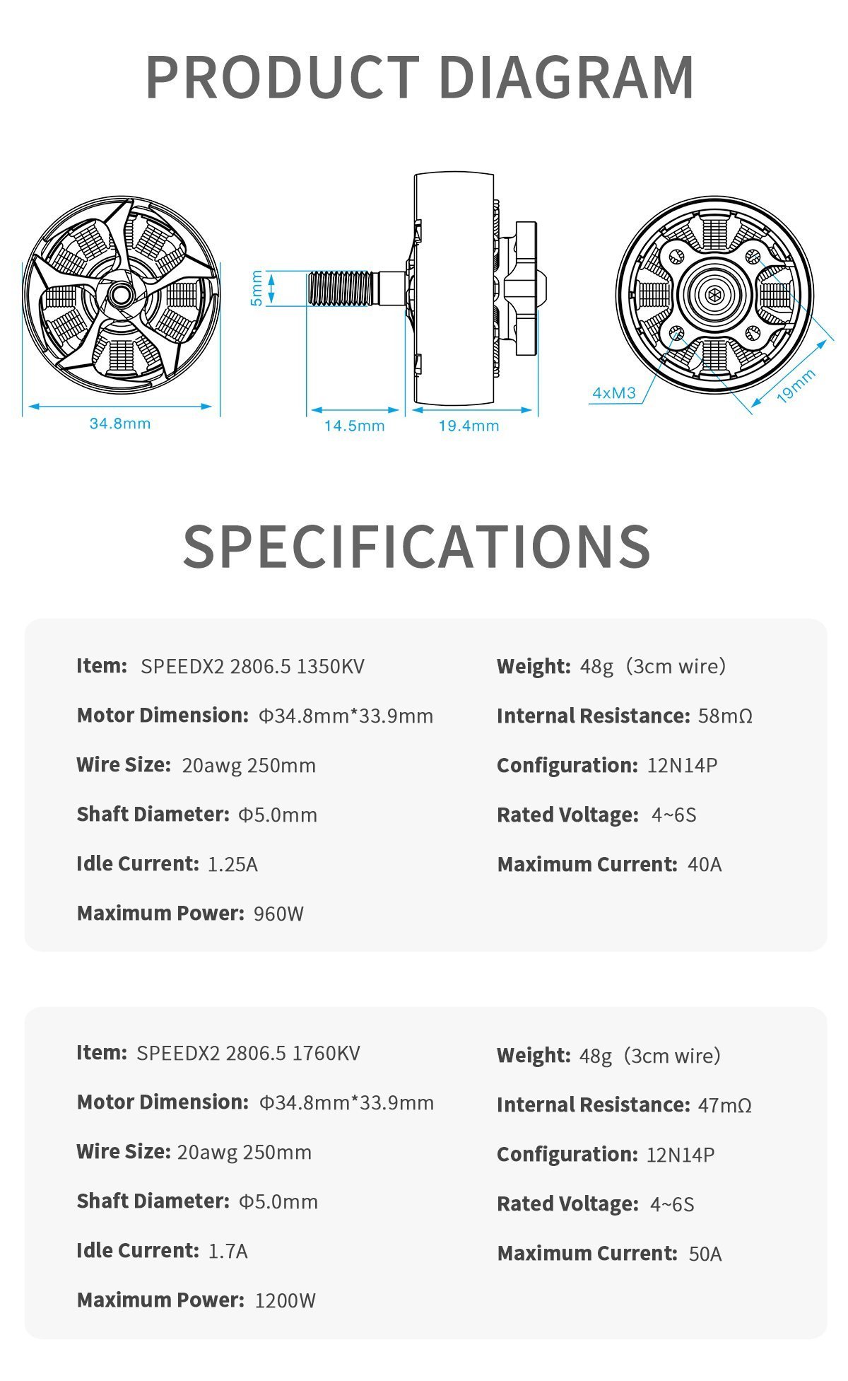 GEPRC SPEEDX2 2806.5 1350kv 7" Motor 26 - GEPRC