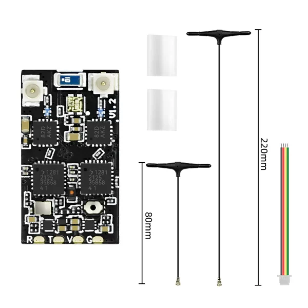 Sequre 2.4GHz High Quality ELRS Receiver w/ Plug - Dual Antenna 80mm+ 220mm 1 - Sequre