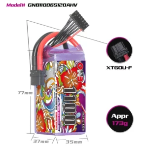 GAONENG GNB LiHV 6S 22.8V 1100mAh 120C XT60 LiPo Battery 1 - Gaoneng GNB