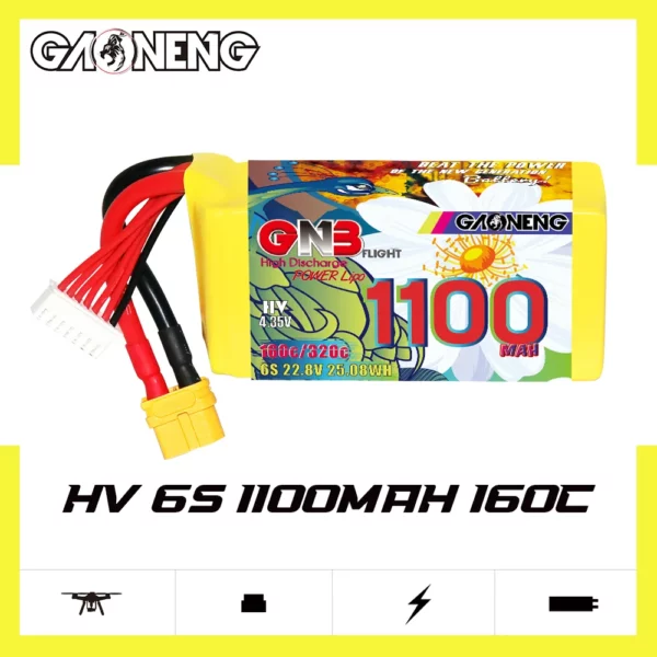 GAONENG GNB LiHV 6S 22.8V 1100mAh 160C XT60 LiPo Battery