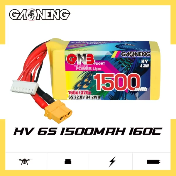 GAONENG GNB LiHV 6S 22.8V 1500mAh 160C XT60 LiPo Battery