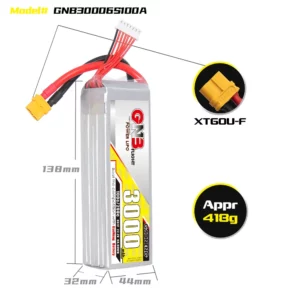 GAONENG GNB 3000mAh 22.2V 6S 100C XT60 LiPo Battery 3 - Gaoneng GNB