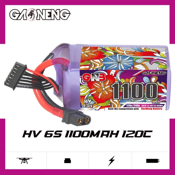 GAONENG GNB LiHV 6S 22.8V 1100mAh 120C XT60 LiPo Battery