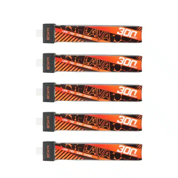 BetaFPV Lava 1s 300mAh LiHV 75c Battery BT2.0 (5pcs) - Image 2